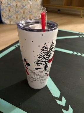 Disney White and Red Holiday Mickey Tumbler with Straw